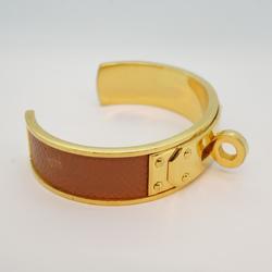 Hermes Bangle Kelly GP Plated Leather Gold Brown Men's Women's