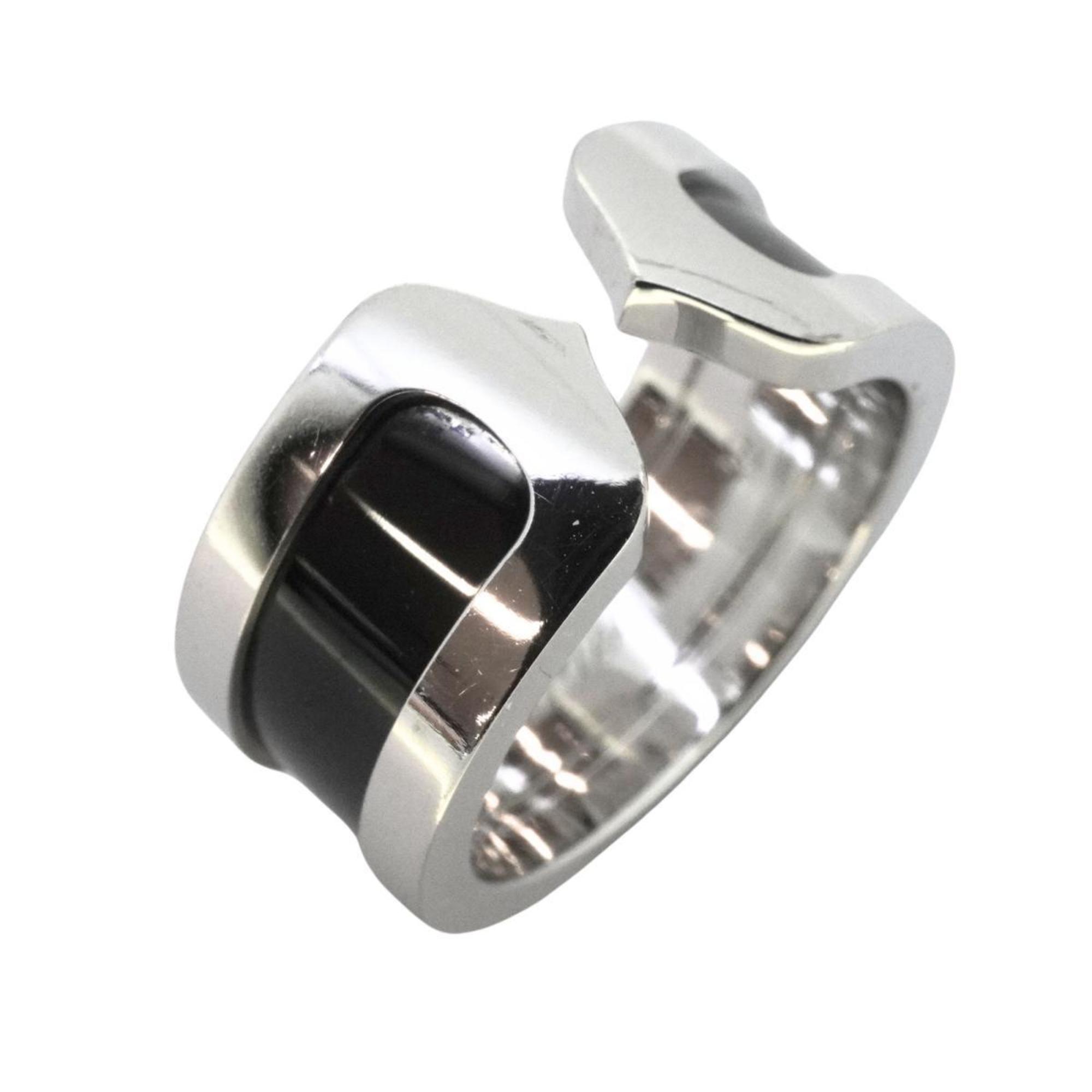 Cartier Ring 2C K18WG White Gold Black Lacquer Ladies