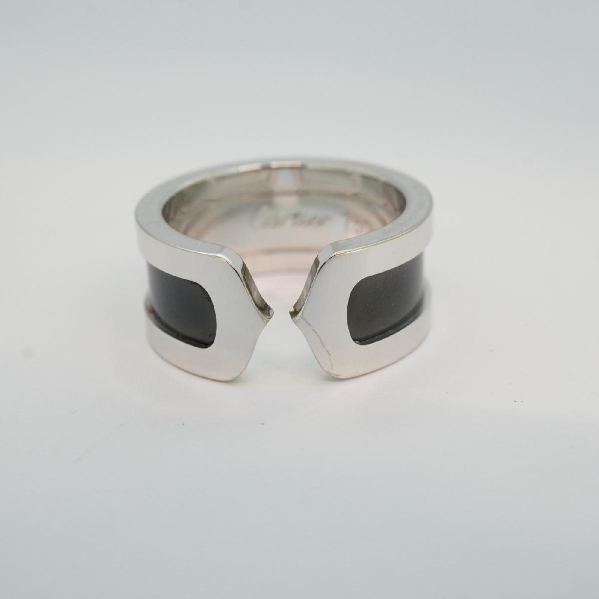 Cartier Ring 2C K18WG White Gold Black Lacquer Ladies