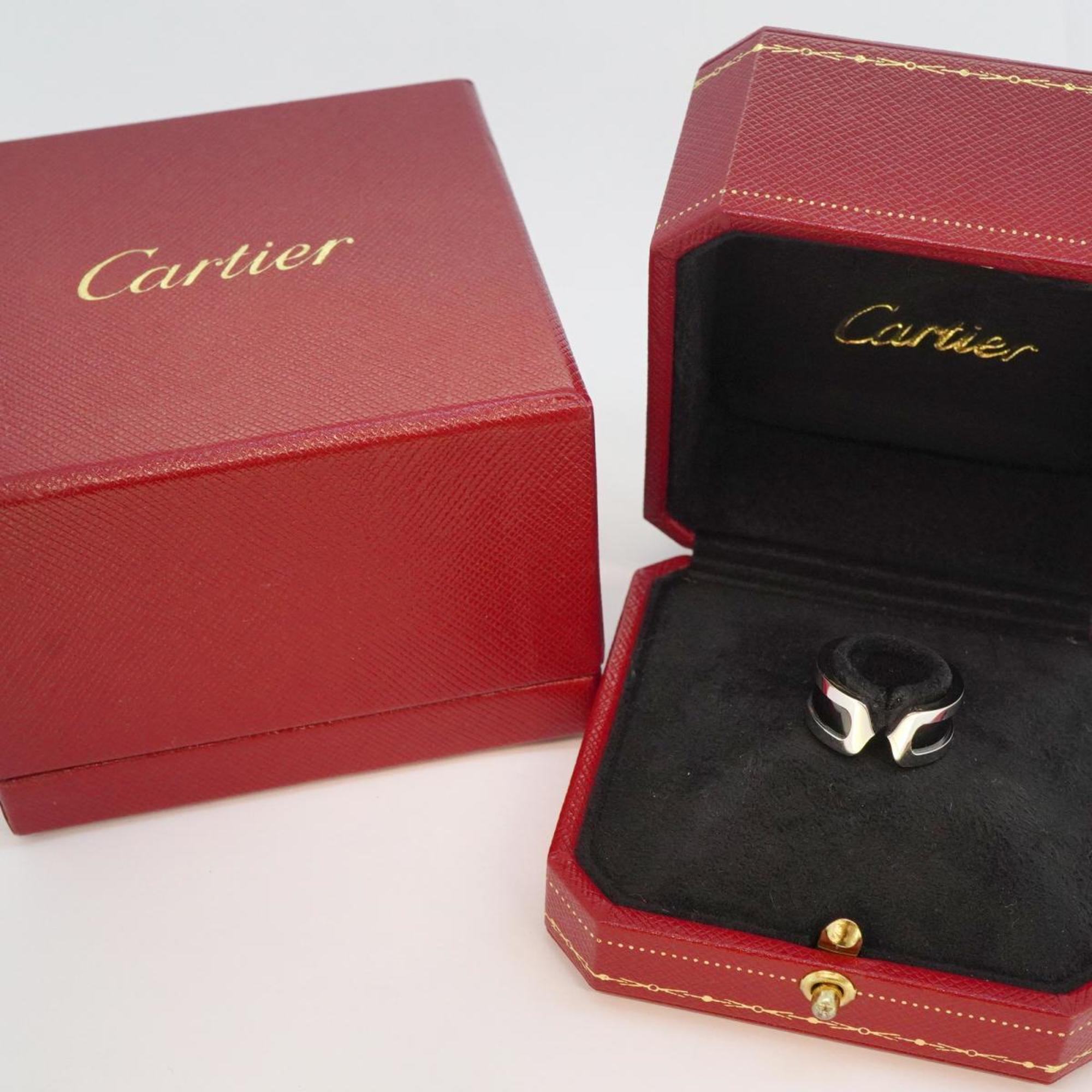 Cartier Ring 2C K18WG White Gold Black Lacquer Ladies