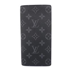 Louis Vuitton Long Wallet Monogram Eclipse Portefeuille Brazza M61697 Black Grey Men's