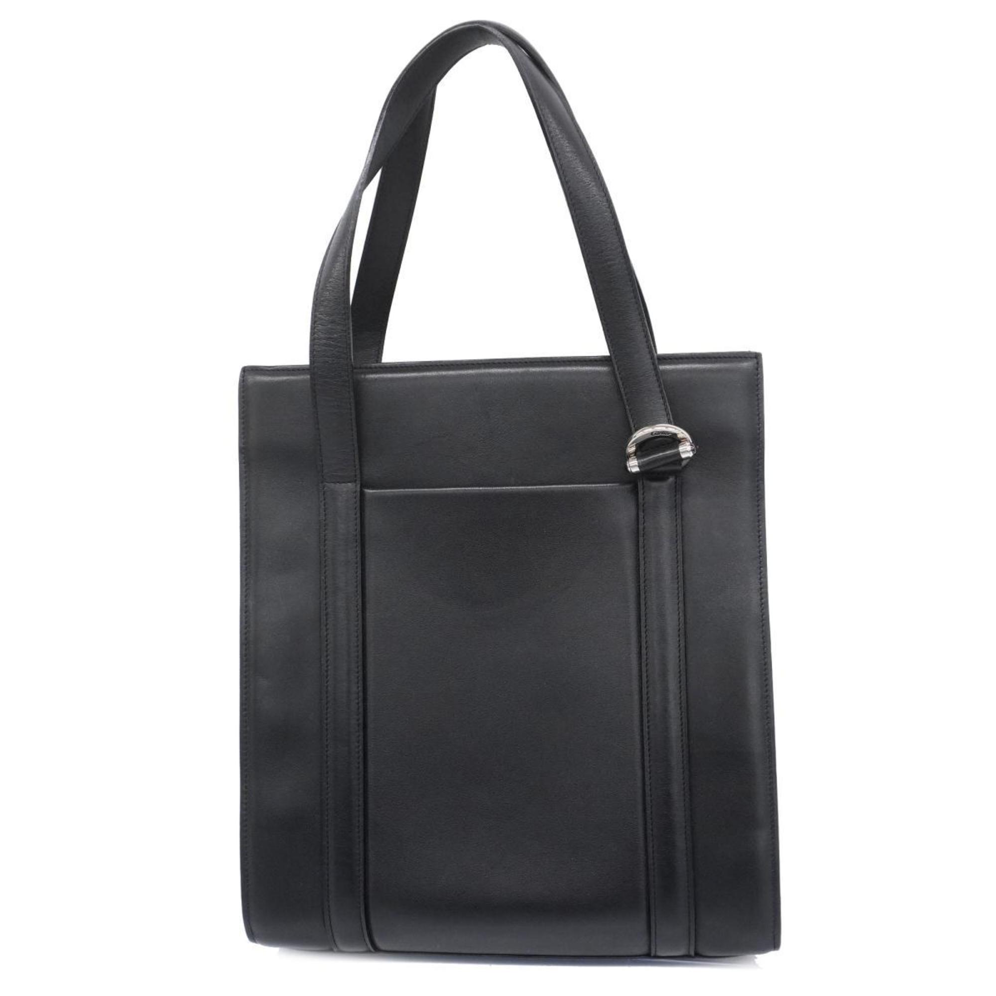 Cartier Tote Bag Leather Black Women's