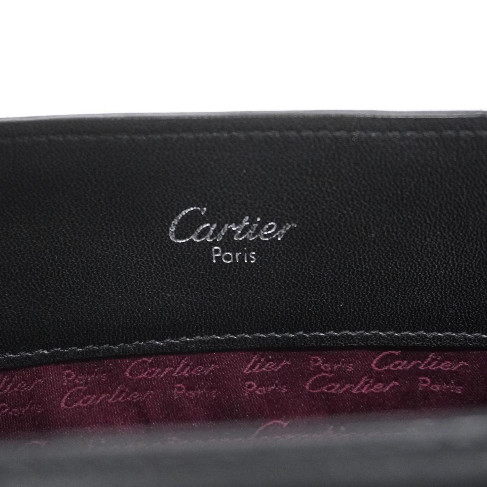 Cartier Tote Bag Leather Black Women's