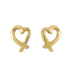 Tiffany earrings, loving heart, K18YG, yellow gold, ladies