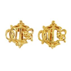 Christian Dior Earrings Emblem GP Plated Gold Women's