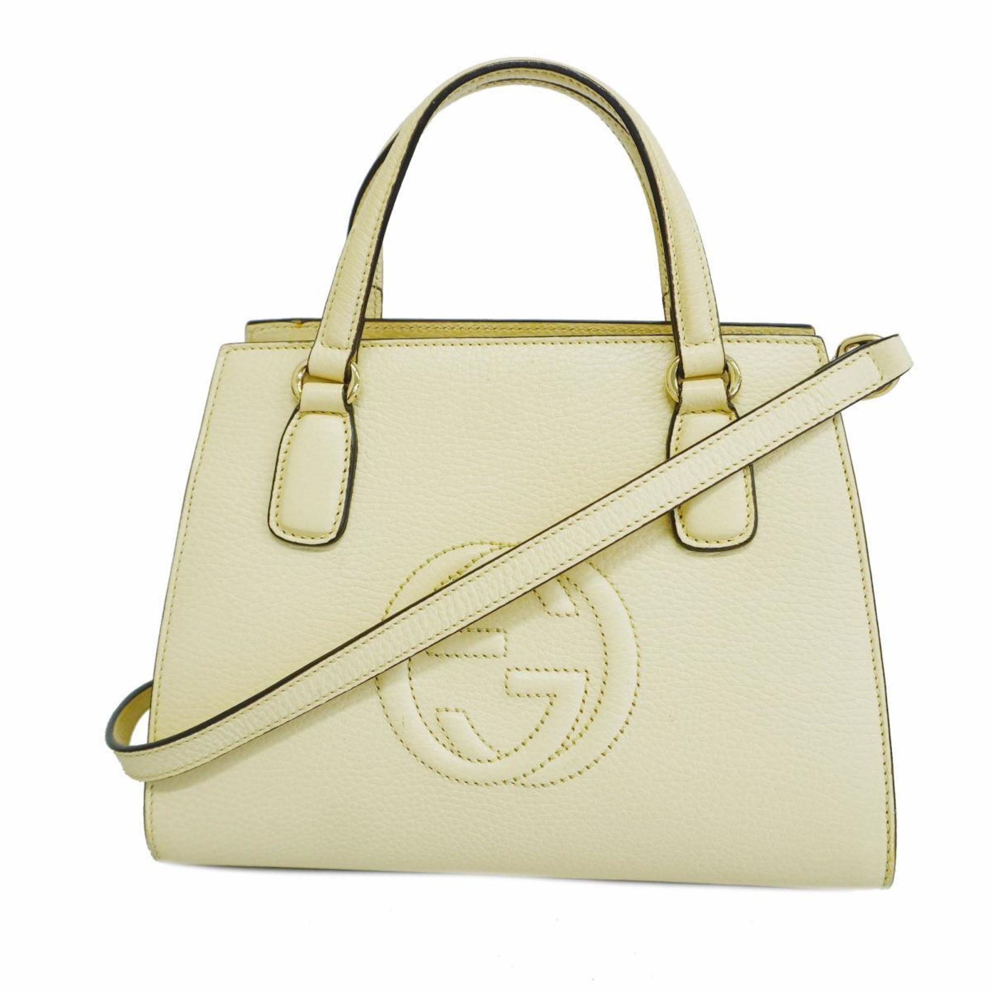 Gucci Soho Handbag 607722 Leather Beige Women's