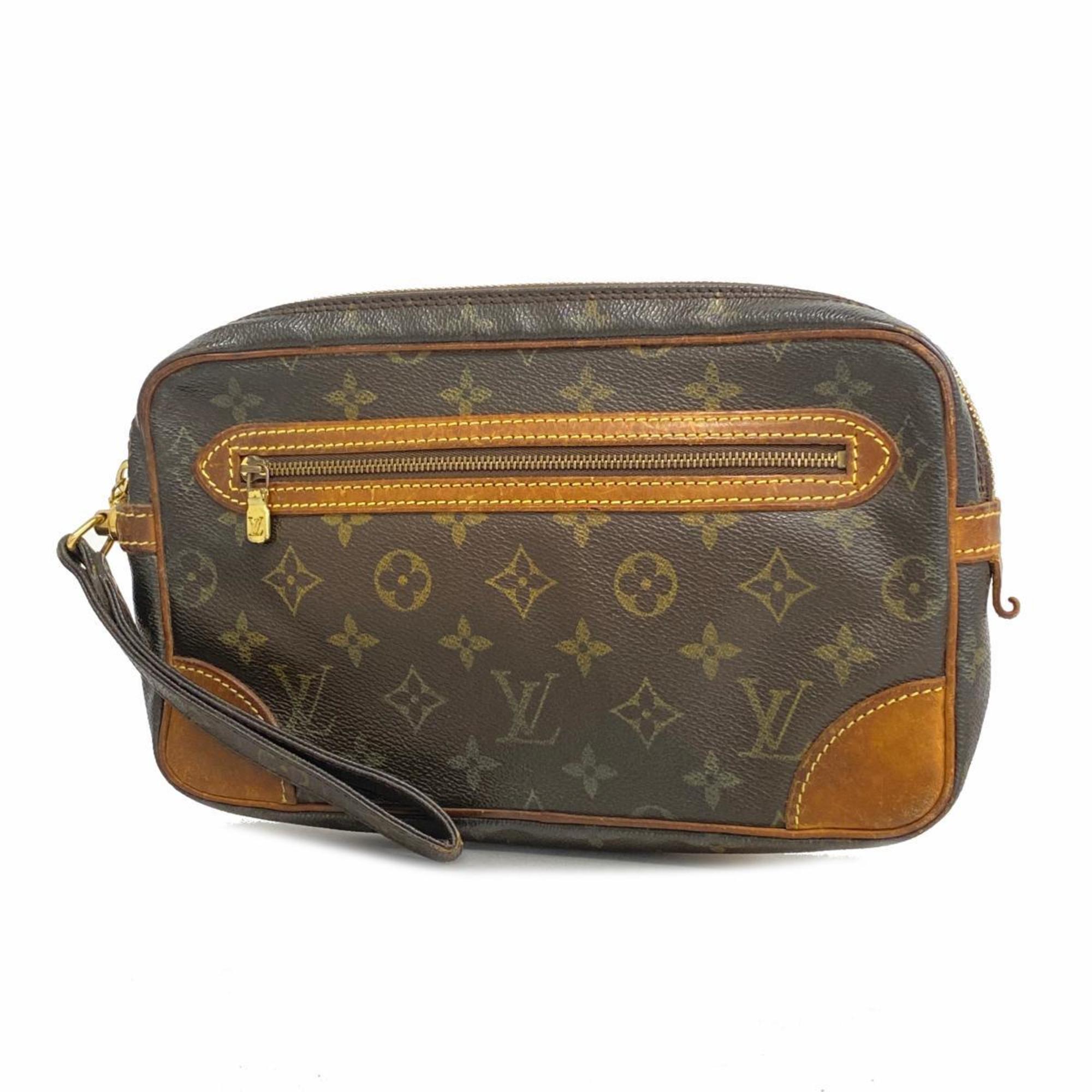 Louis Vuitton Clutch Bag Monogram Marly Dragonne GM M51825 Brown Women's