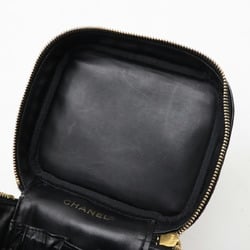 CHANEL Coco Mark Vanity Bag Handbag Pouch Enamel Patent Leather Black A01998