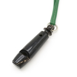 HERMES Hermes Sifre Whistle Dog Necklace Wood Leather Green Black