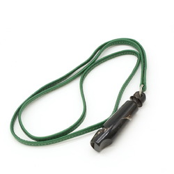 HERMES Hermes Sifre Whistle Dog Necklace Wood Leather Green Black