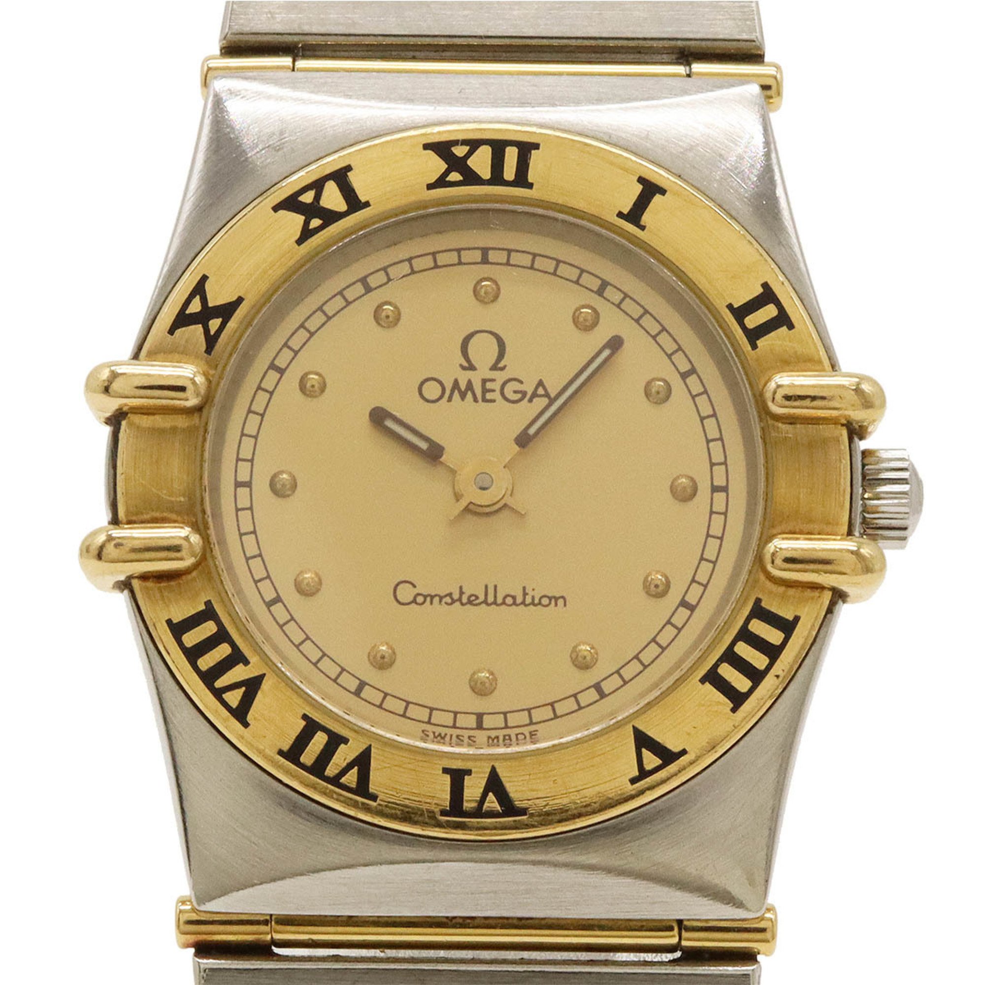 OMEGA Constellation Gold Dial SS YG Ladies Quartz Watch 795.1080