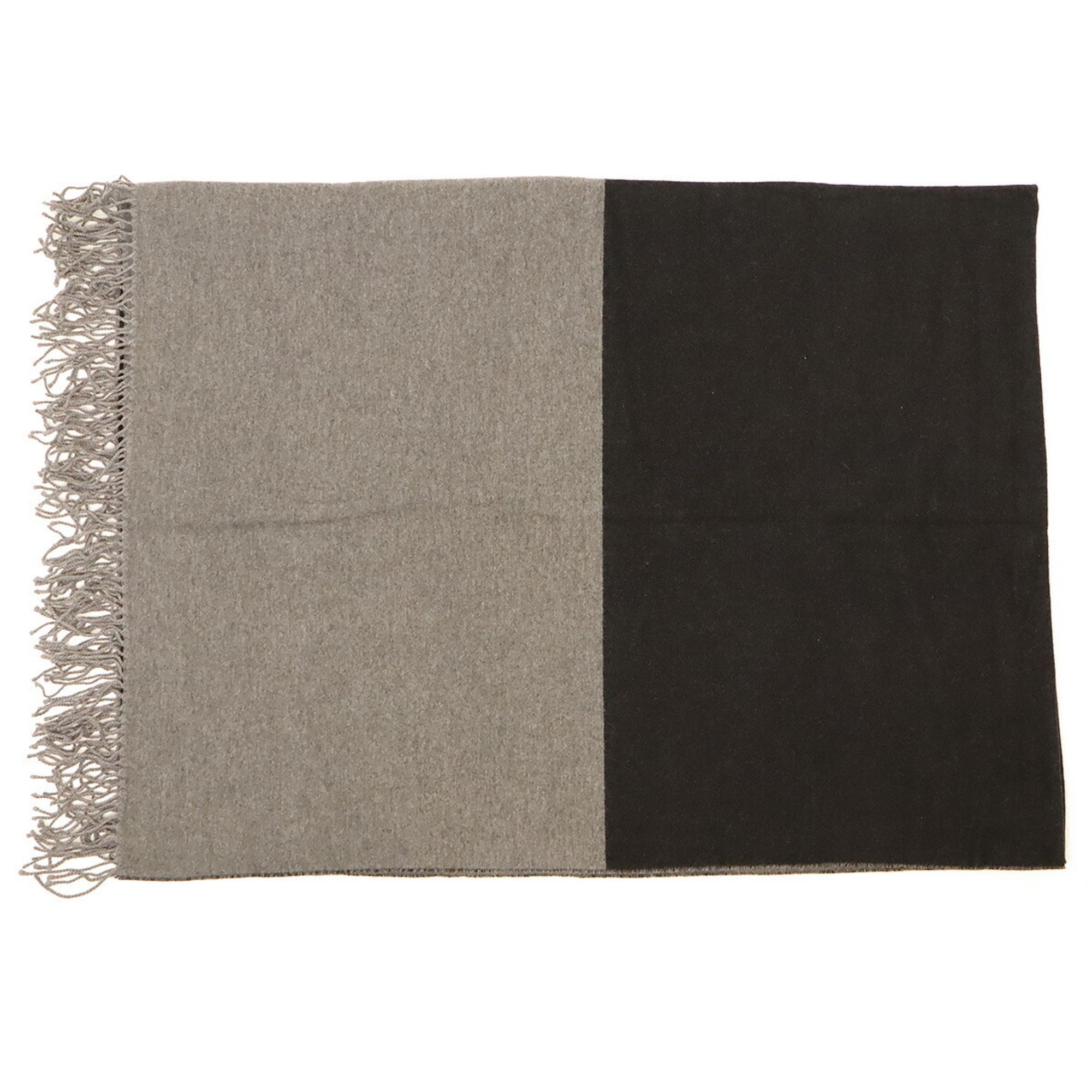 CHANEL Coco Mark Blanket, Throw, Shawl, Large, 78% Wool, 22% Cashmere, Bicolor, Black, Grey