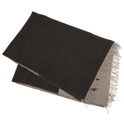 CHANEL Coco Mark Blanket, Throw, Shawl, Large, 78% Wool, 22% Cashmere, Bicolor, Black, Grey