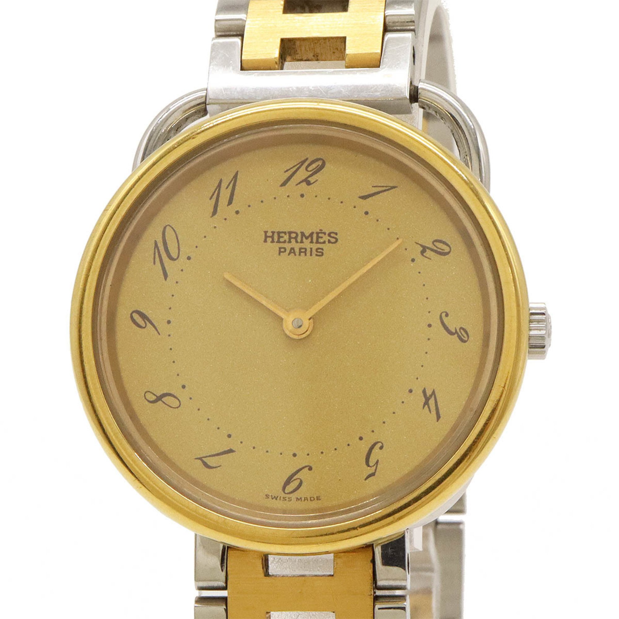 HERMES Hermes Arceau Gold Dial SS GP Combi Boys Quartz Wristwatch