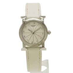 HERMES Ronde Silver Dial SS Leather Strap Women's Quartz Watch HR1.210