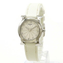 HERMES Ronde Silver Dial SS Leather Strap Women's Quartz Watch HR1.210