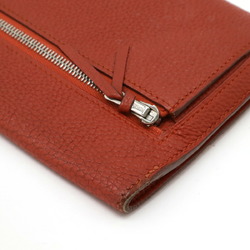 HERMES Dogon Recto Verso Long Bi-fold Wallet Leather Rouge Garance Red □R Stamp