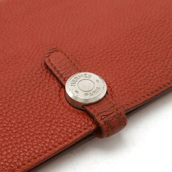 HERMES Dogon Recto Verso Long Bi-fold Wallet Leather Rouge Garance Red □R Stamp