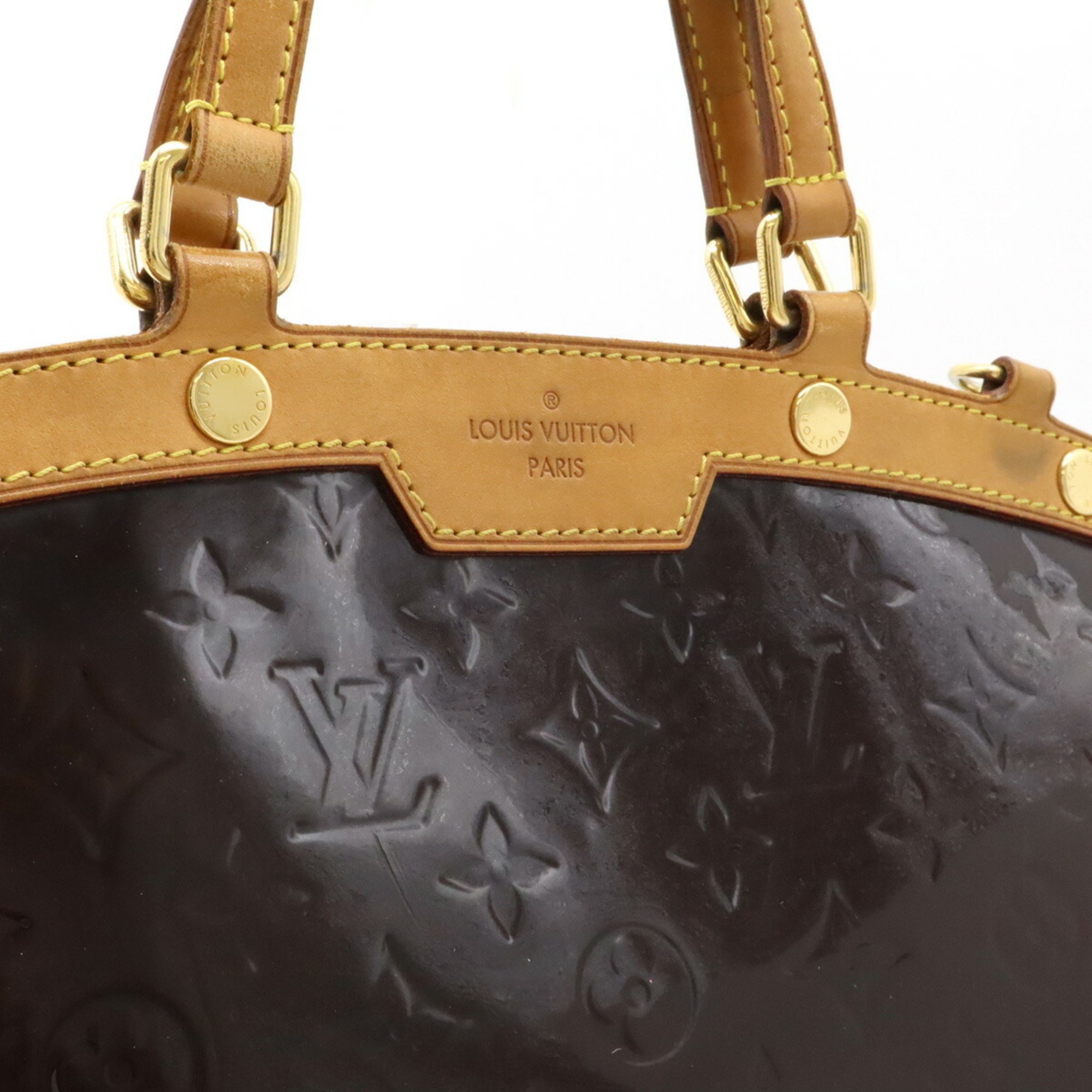 LOUIS VUITTON Louis Vuitton Vernis MM Handbag Tote Bag Shoulder Patent Calf Amarante M91619