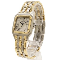 Cartier Panthere LM 3 Row SS K18YG Yellow Gold Date Ivory Dial Men's Watch 83083444