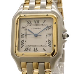 Cartier Panthere LM 3 Row SS K18YG Yellow Gold Date Ivory Dial Men's Watch 83083444