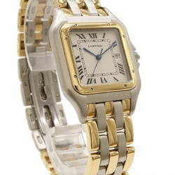 Cartier Panthere LM 3 Row SS K18YG Yellow Gold Date Ivory Dial Men's Watch 83083444