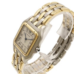 Cartier Panthere LM 3 Row SS K18YG Yellow Gold Date Ivory Dial Men's Watch 83083444