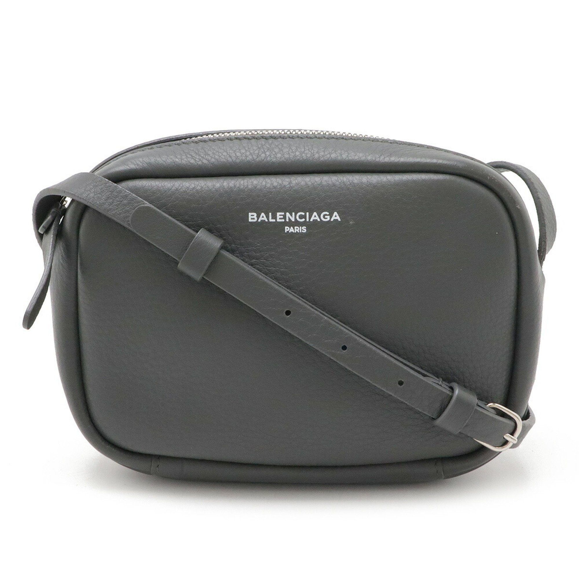 BALENCIAGA Everyday Camera Bag XS Shoulder Pochette Leather Grey 489809