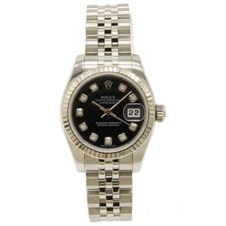 ROLEX Rolex Datejust Roulette Random Product Number Black Dial K18WG SS 10P Diamond Ladies Automatic Watch 179174G