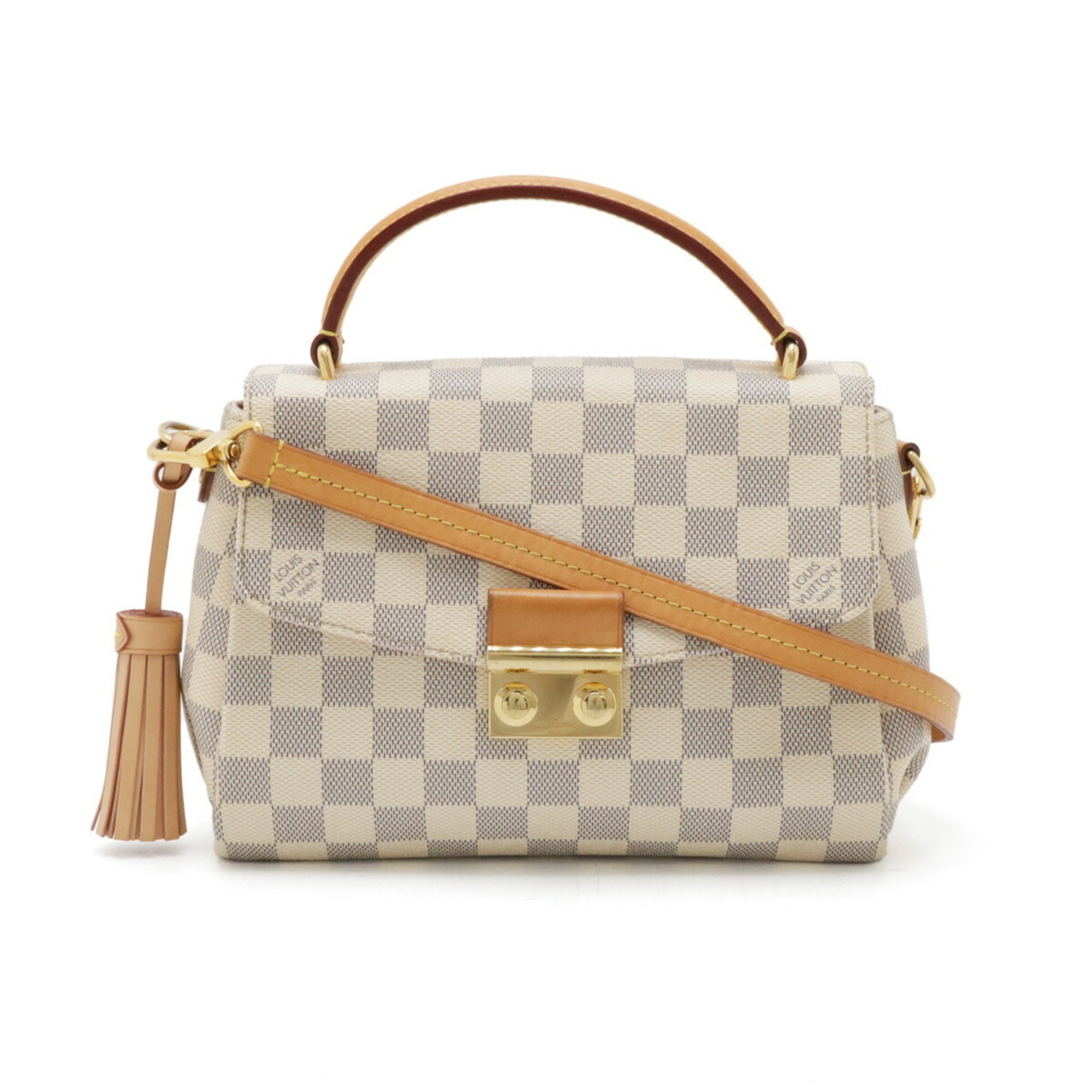 LOUIS VUITTON Damier Azur Croisette Handbag Shoulder Bag Tassel Charm N41581