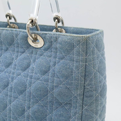 Christian Dior Lady Cannage Handbag Shoulder Bag Denim Light Blue Clear