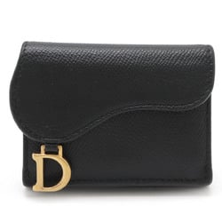 Christian Dior Saddle Compact Wallet Tri-fold Leather Black S5653CBA_M900