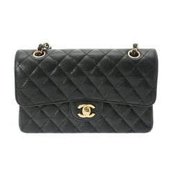 CHANEL Chanel Matelasse Chain Shoulder 23cm W Flap Black A01113 Women's Caviar Skin Bag