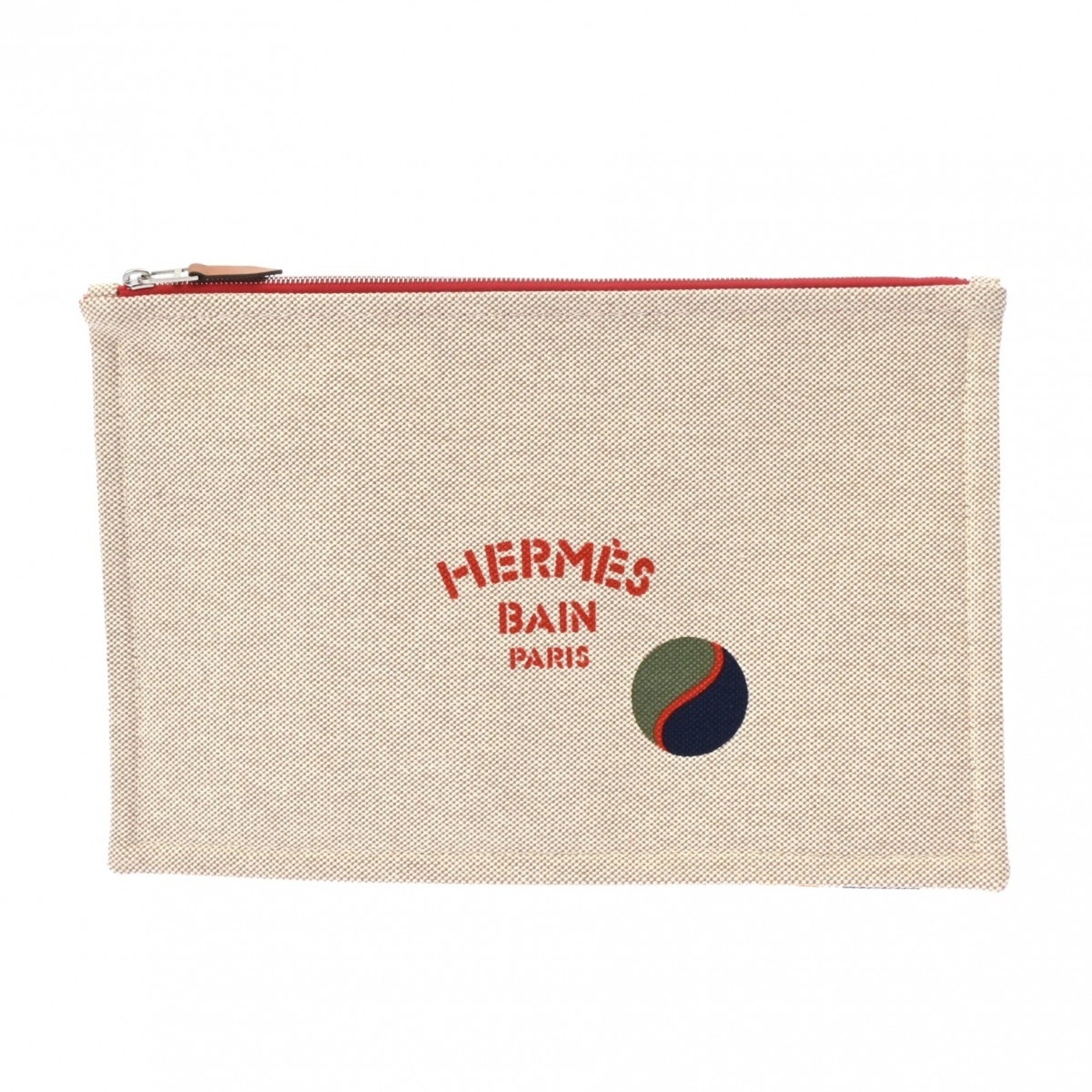 HERMES Flat Pouch Baloubon Outremer Multicolor Women's 100% Cotton