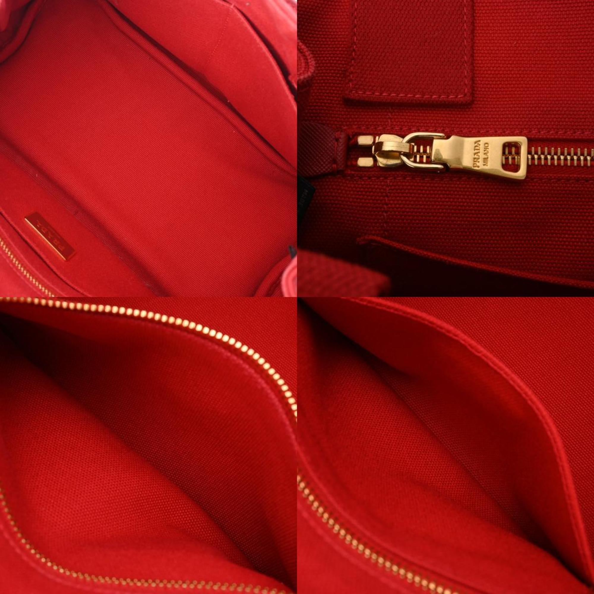 PRADA Prada Canapa Tote Red 1BG439 Women's Denim Handbag