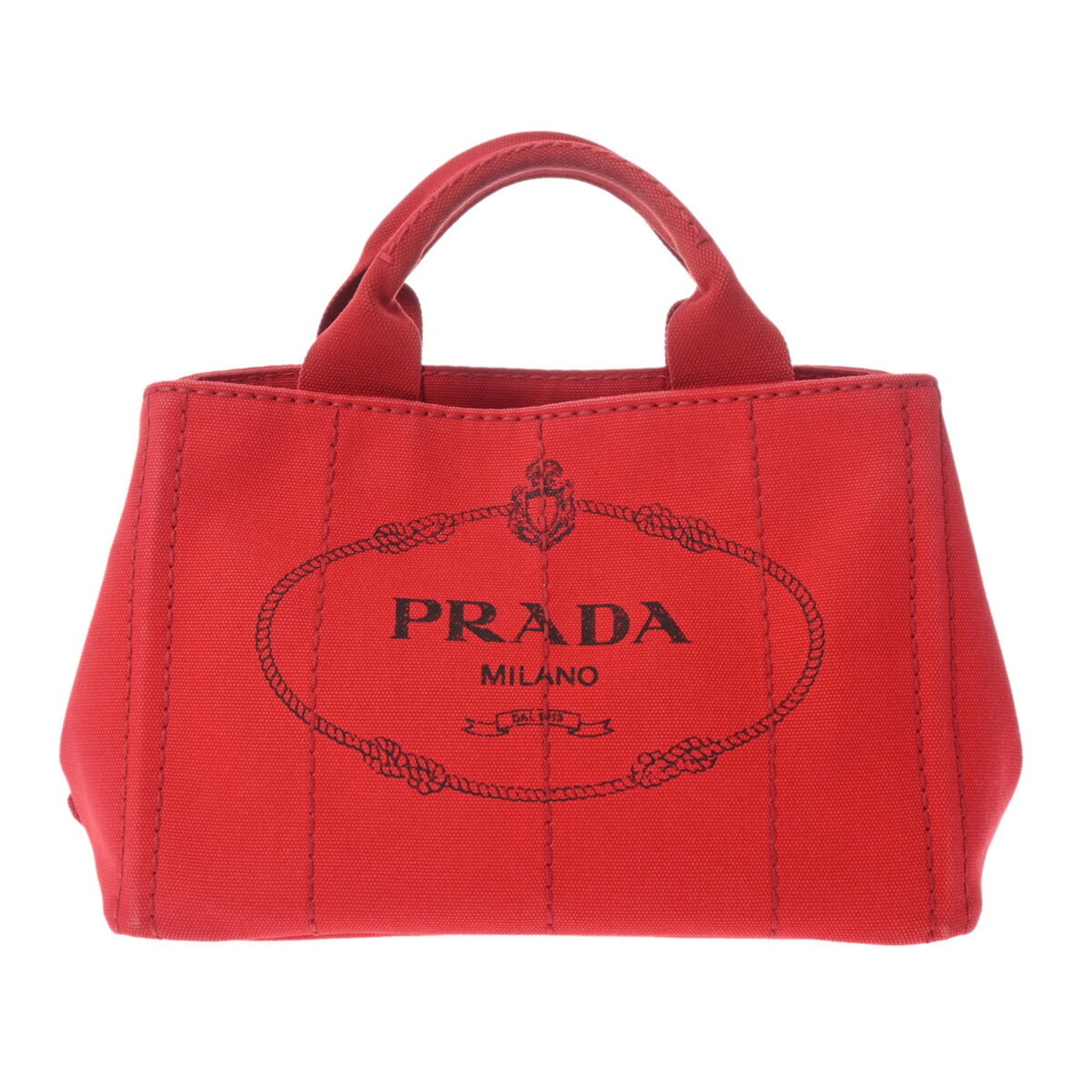 PRADA Prada Canapa Tote Red 1BG439 Women's Denim Handbag