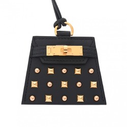 HERMES Mon Petit Kelly GM Studs Black Z Stamp (around 2021) Unisex Swift Leather Necklace