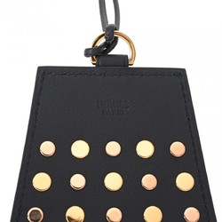 HERMES Mon Petit Kelly GM Studs Black Z Stamp (around 2021) Unisex Swift Leather Necklace