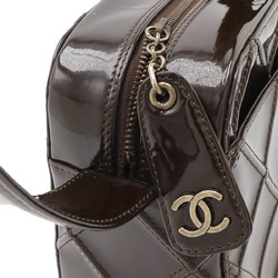 CHANEL Chanel Matelasse Coco Mark Shoulder Bag Enamel Dark Brown