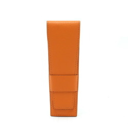 HERMES Hermes Hugo Pencil Case Pouch Chevre Leather Orange K Stamp