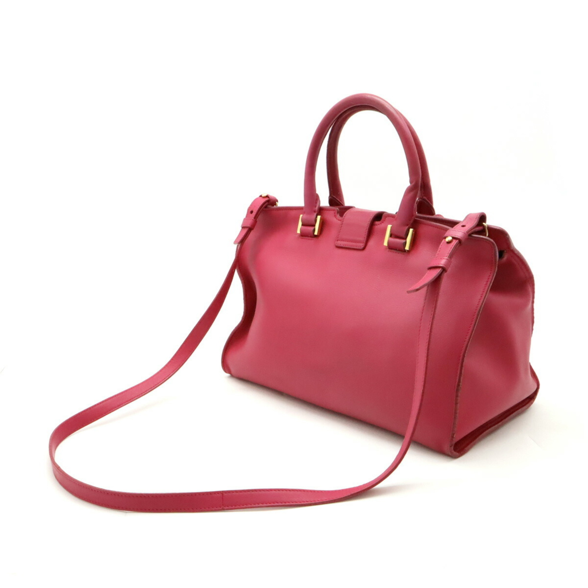 SAINT LAURENT PARIS YSL Yves Saint Laurent Y-Line Petit Cabas Handbag Shoulder Leather Pink 311210