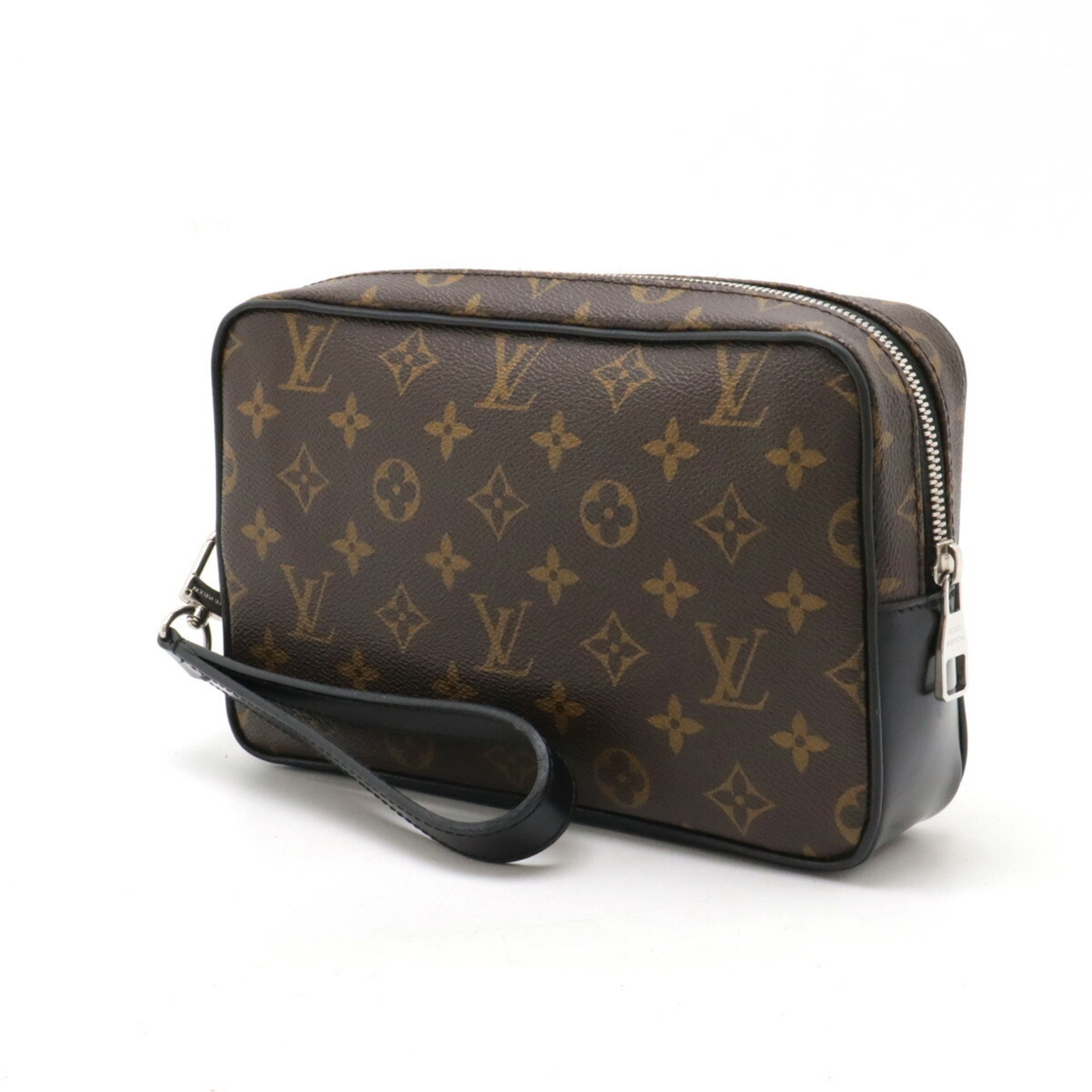 LOUIS VUITTON Louis Vuitton Monogram Macassar Pochette Kasai Second Bag Clutch Leather Black M42838