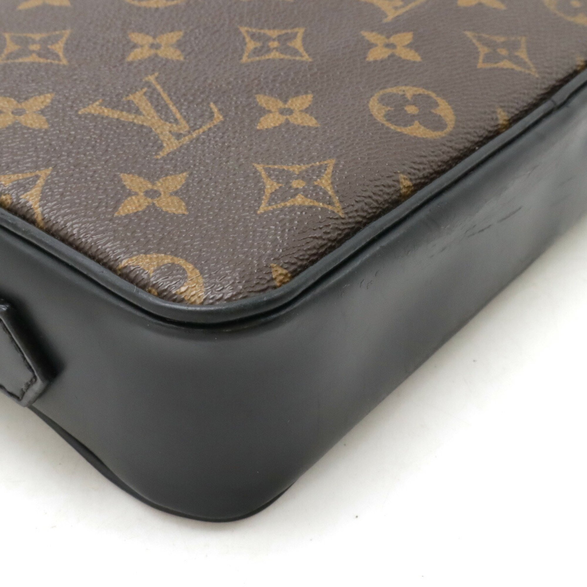 LOUIS VUITTON Louis Vuitton Monogram Macassar Pochette Kasai Second Bag Clutch Leather Black M42838