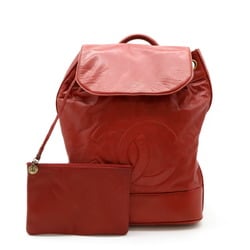 CHANEL Coco Mark Shoulder Bag Leather Red