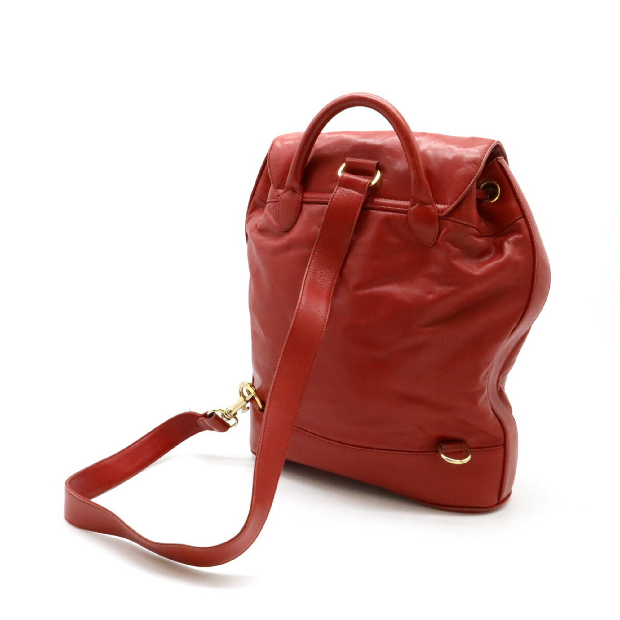 CHANEL Coco Mark Shoulder Bag Leather Red