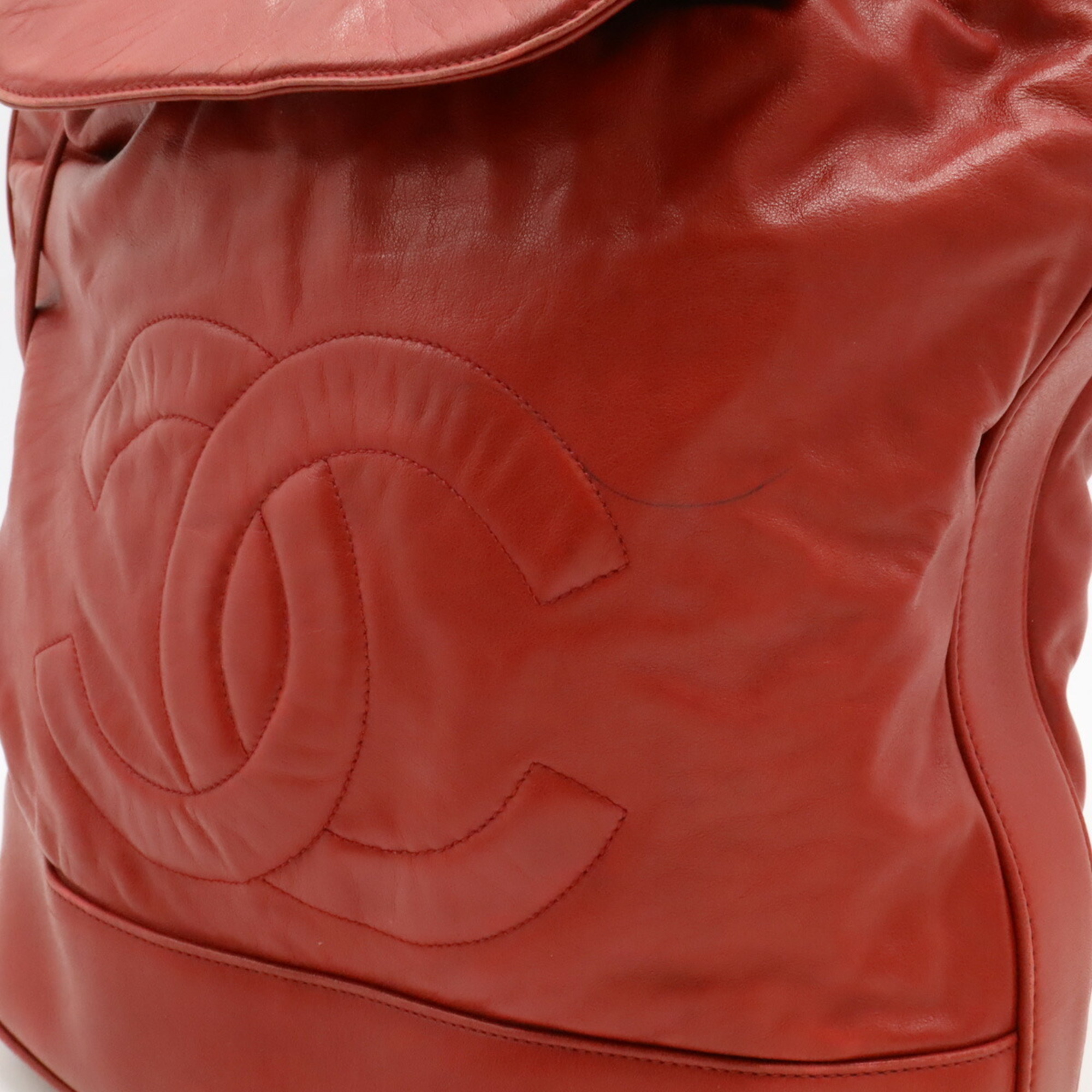 CHANEL Coco Mark Shoulder Bag Leather Red