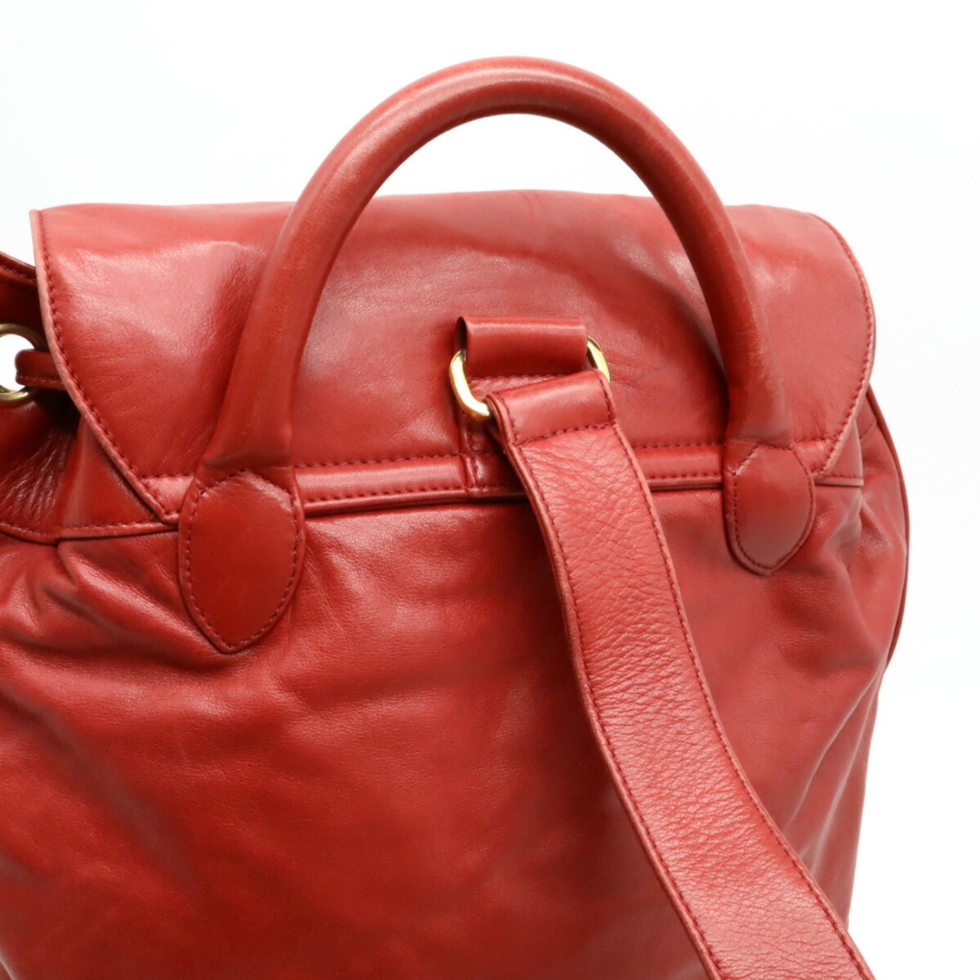 CHANEL Coco Mark Shoulder Bag Leather Red