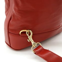 CHANEL Coco Mark Shoulder Bag Leather Red