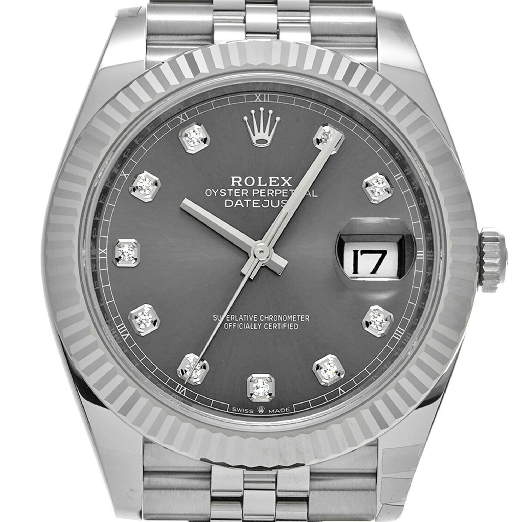 ROLEX Rolex Datejust 41 10P Diamond 126334G Men's SS/WG Watch Automatic