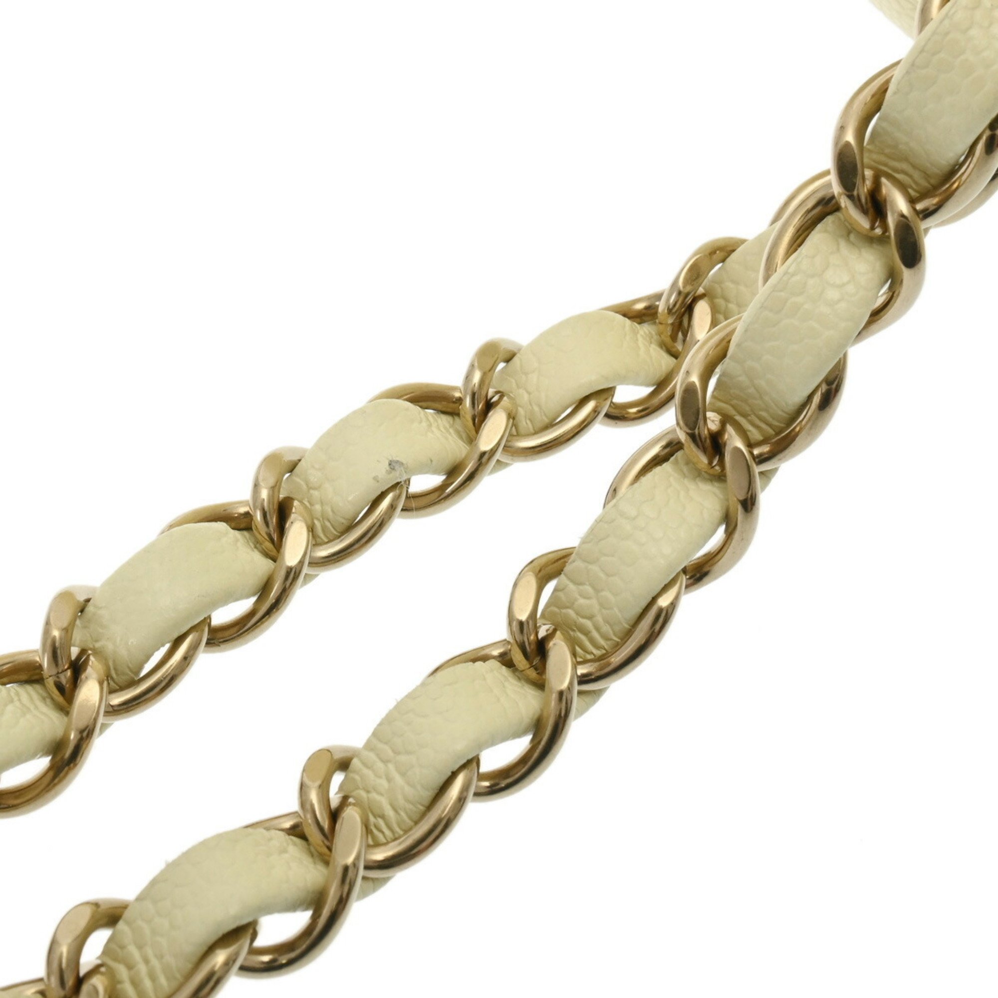 CHANEL Chanel Matelasse Chain Shoulder 23cm W Flap Light Yellow A01113 Women's Caviar Skin Bag